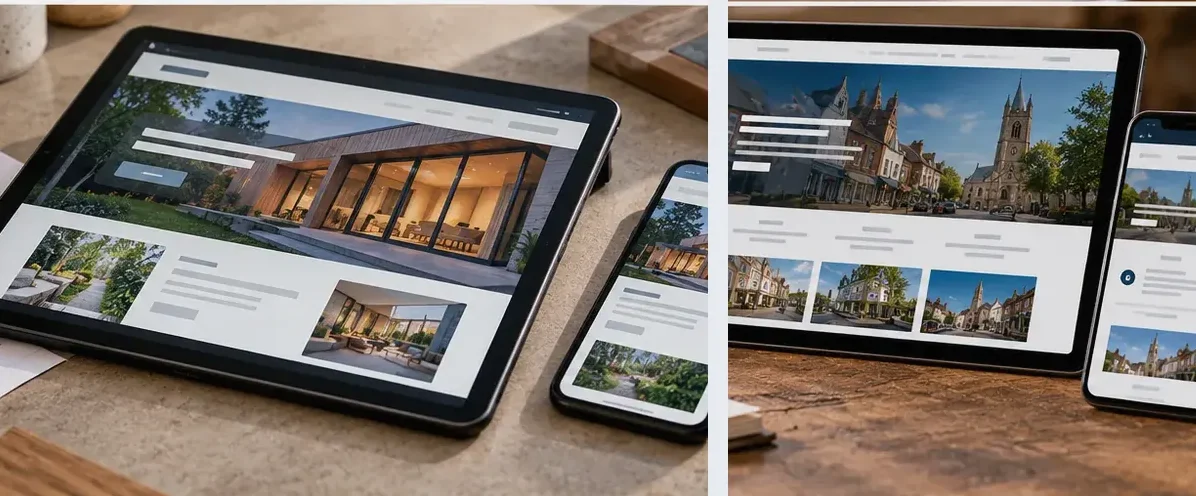 AI-generated illustration of responsive website design for a small business serving Bath.