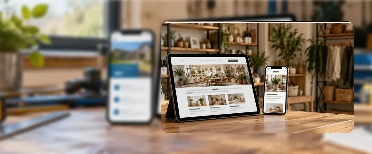 AI-generated illustration of responsive website design for a small business serving Blackpool.