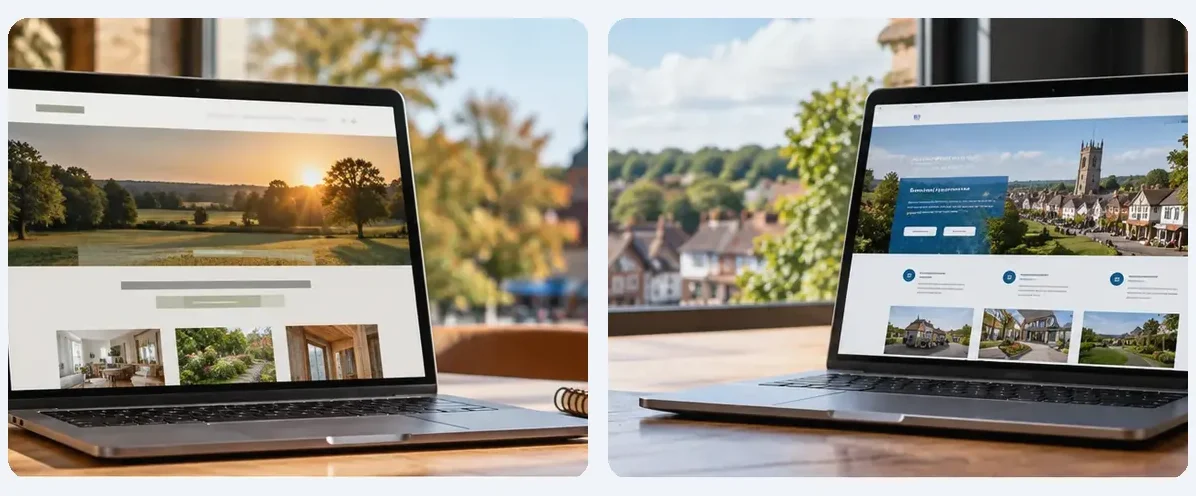 AI-generated illustration of responsive website design for a small business serving Bolton.