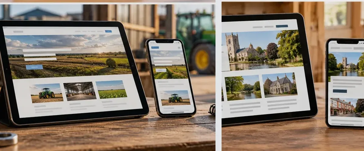 AI-generated illustration of responsive website design for a small business serving Bradford.