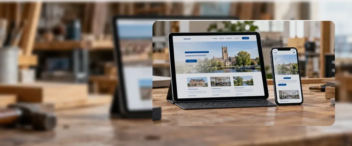 AI-generated illustration of responsive website design for a small business serving Bristol.