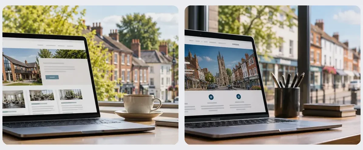 AI-generated illustration of responsive website design for a small business serving Burnley.