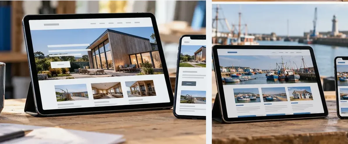 AI-generated illustration of responsive website design for a small business serving Bury St Edmunds.