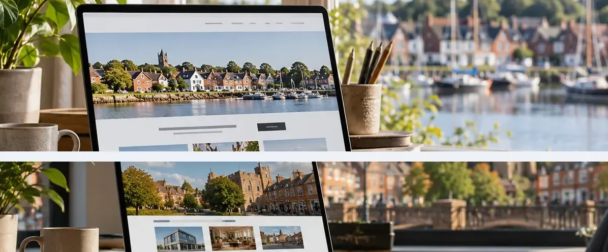 AI-generated illustration of responsive website design for a small business serving Cambridge.
