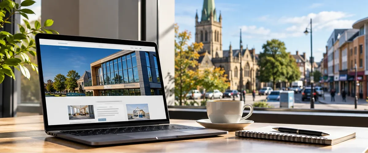 Illustrative laptop website design for a Chelmsford professional services business.
