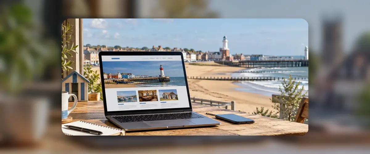 AI-generated website design workspace illustrating web design for a Cheltenham small business.