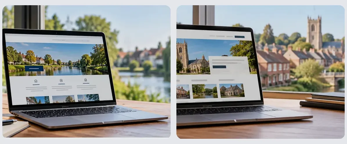 AI-generated illustration of responsive website design for a small business serving Cheltenham.