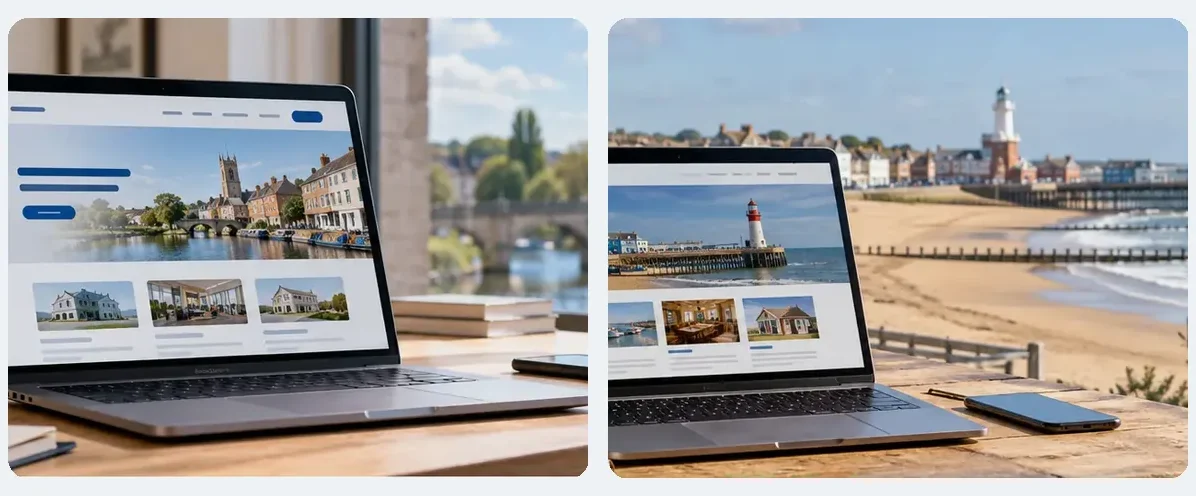 AI-generated illustration of responsive website design for a small business serving Ely.