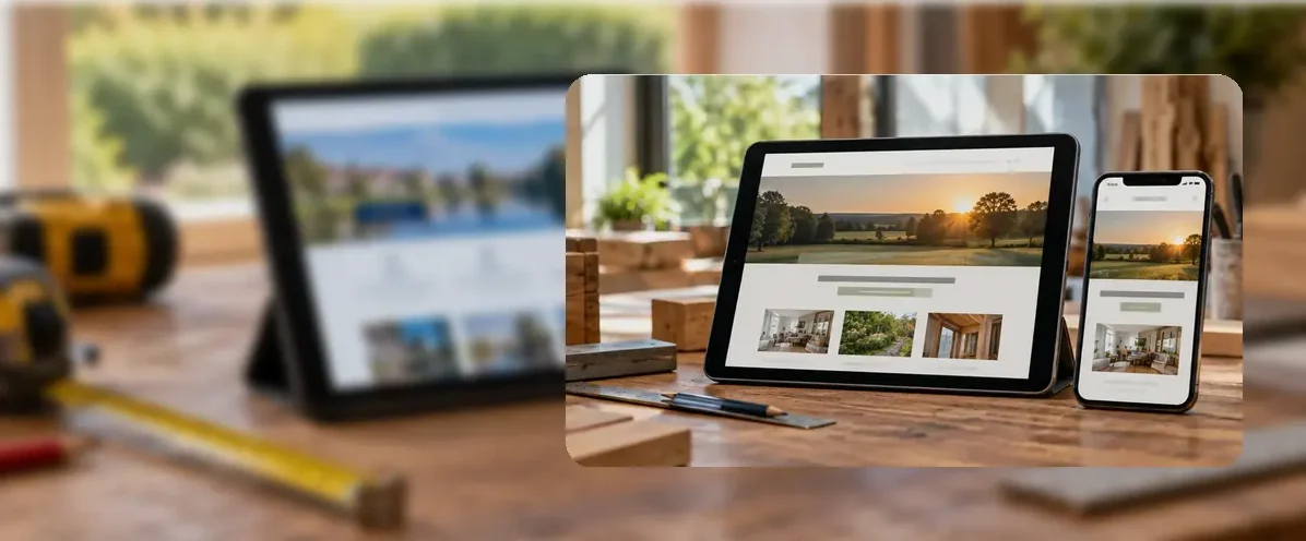 AI-generated illustration of responsive website design for a small business serving Gloucester.