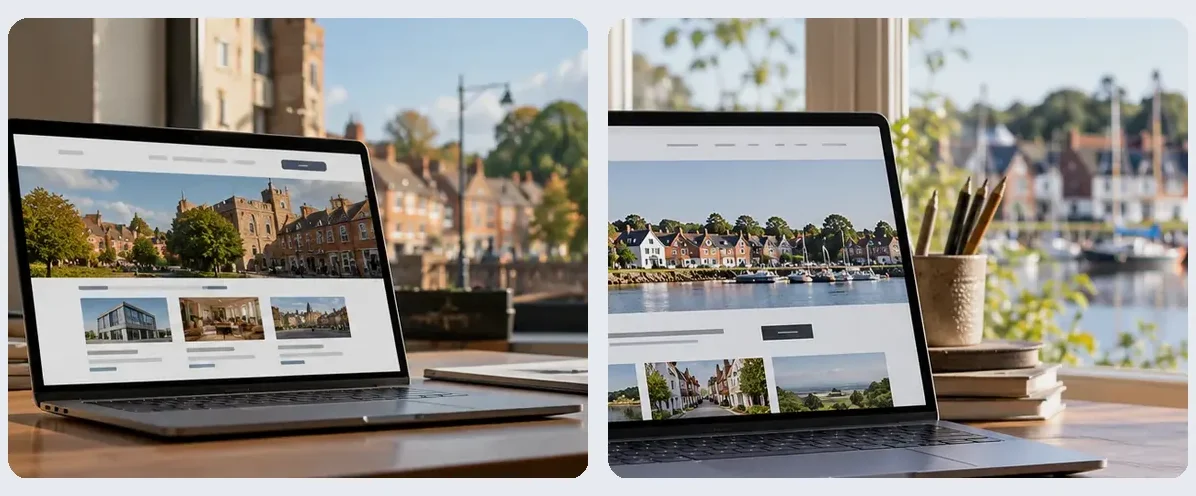 AI-generated illustration of responsive website design for a small business serving Guildford.