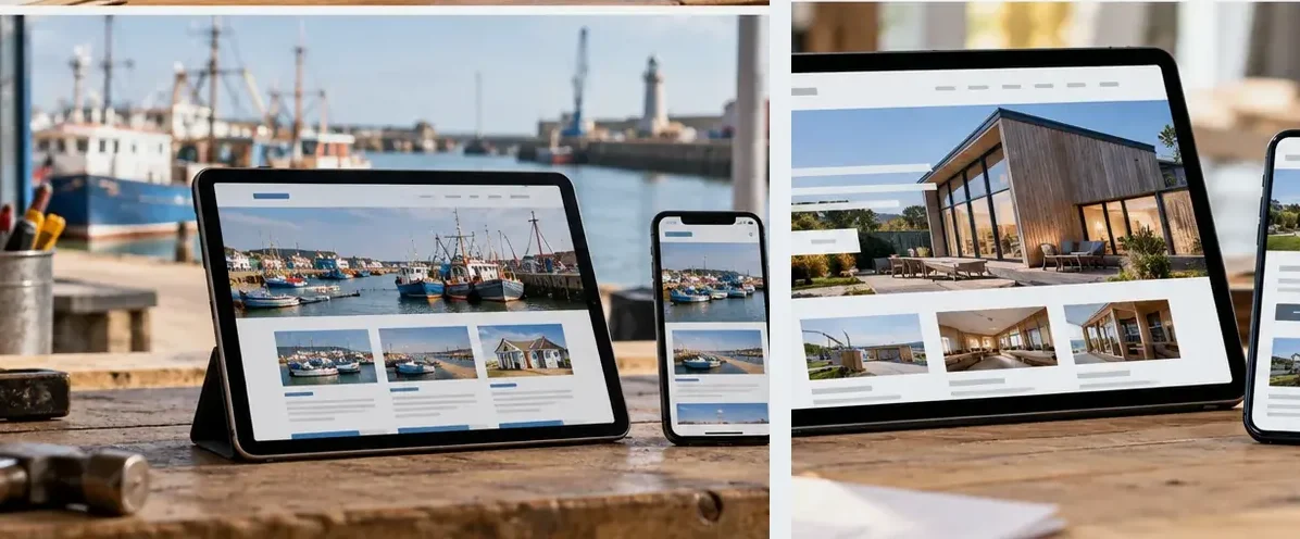 AI-generated illustration of responsive website design for a small business serving Haverhill.