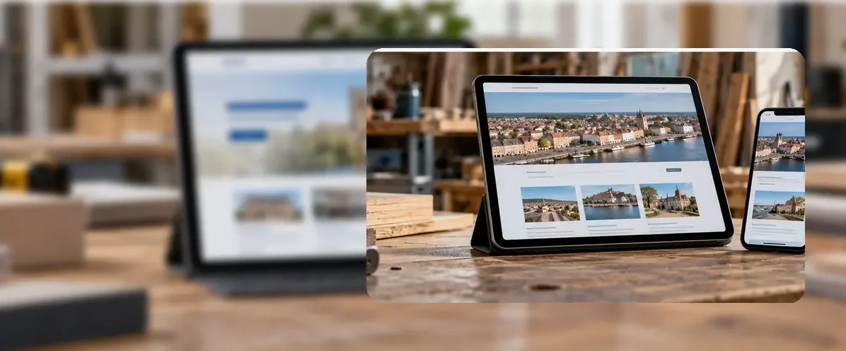 AI-generated illustration of responsive website design for a small business serving Ipswich.
