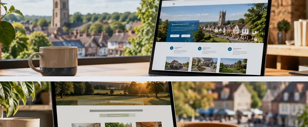 AI-generated illustration of responsive website design for a small business serving Leicester.