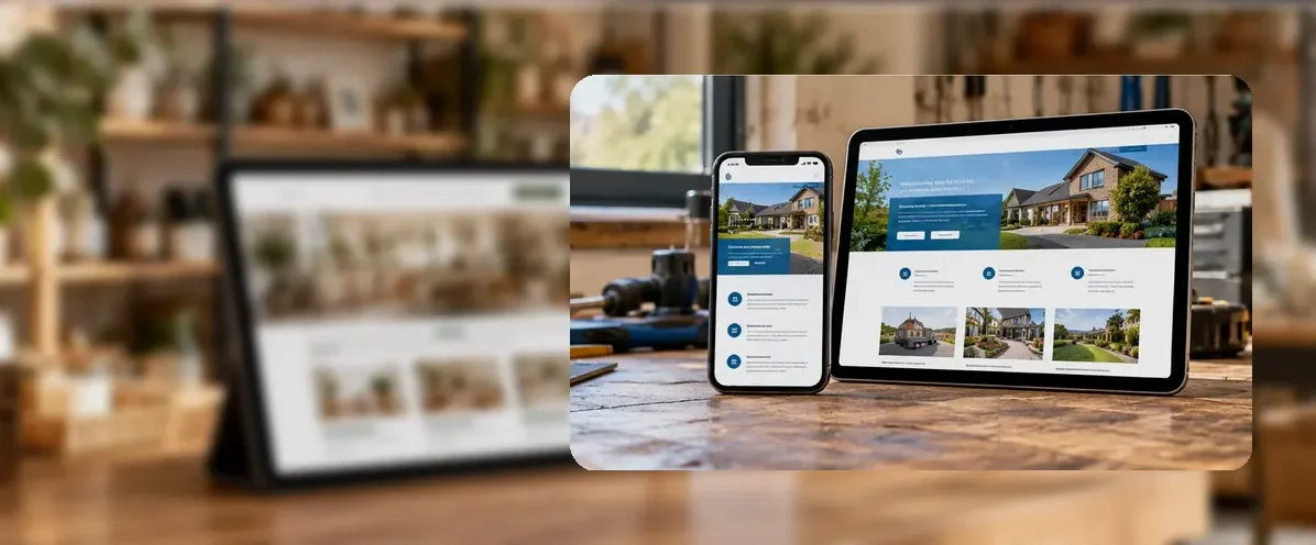 AI-generated illustration of responsive website design for a small business serving Lincoln.