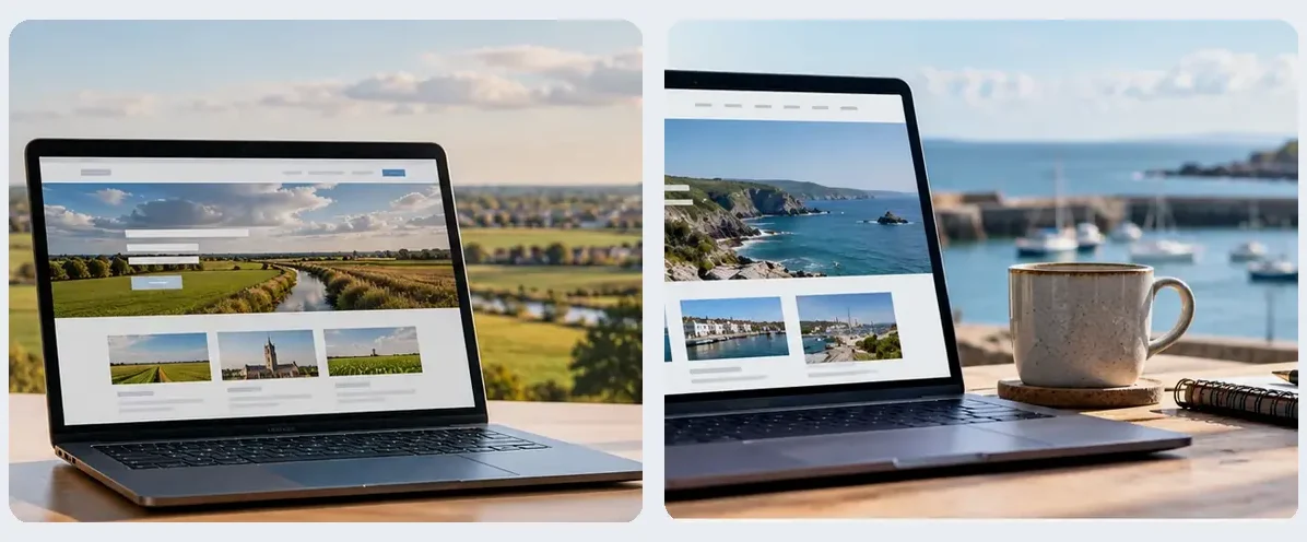 AI-generated illustration of responsive website design for a small business serving Liverpool.