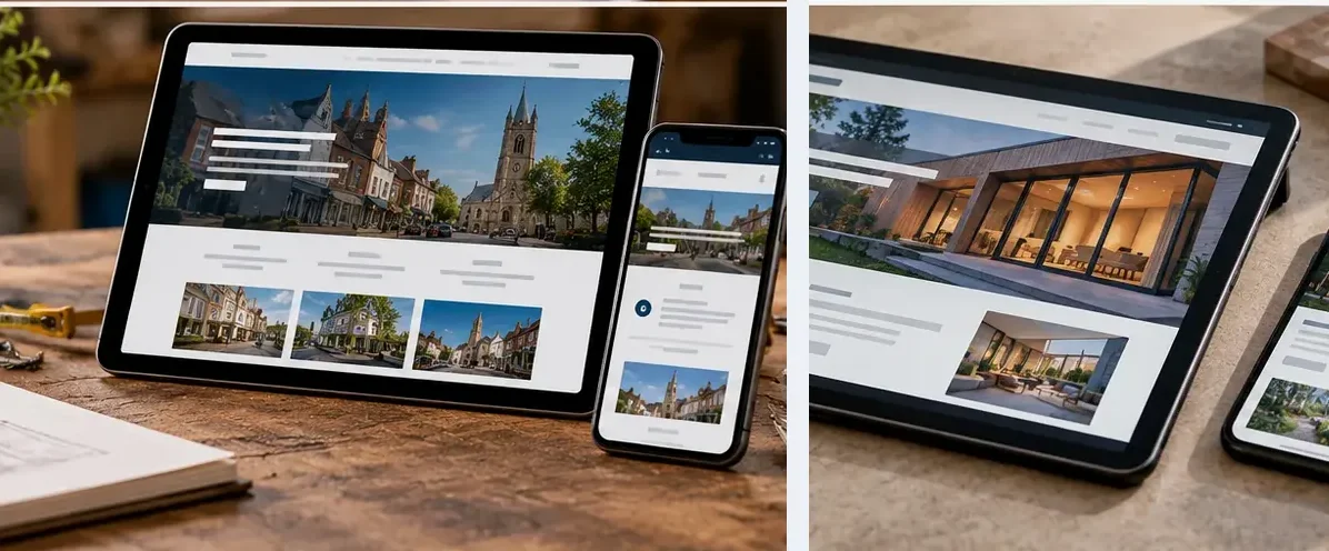AI-generated illustration of responsive website design for a small business serving London.