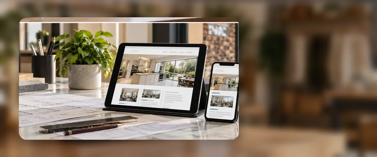 AI-generated website design workspace illustrating web design for a Manchester small business.
