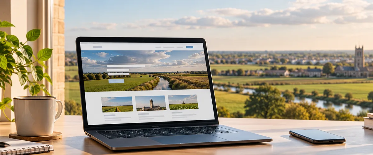 Illustrative Fenland laptop website design for a March small business.