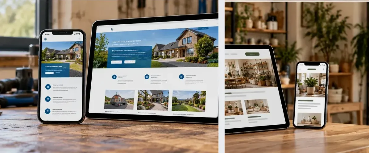 AI-generated illustration of responsive website design for a small business serving Newcastle upon Tyne.