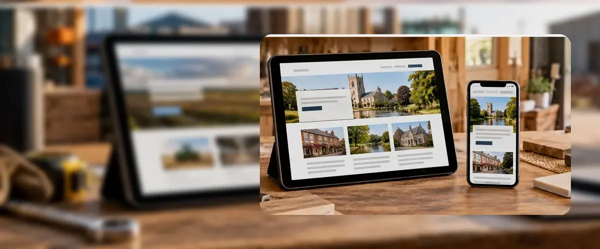 AI-generated illustration of responsive website design for a small business serving Northampton.