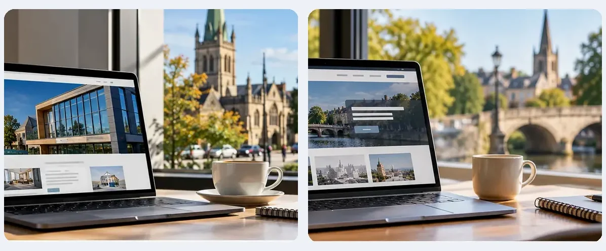 AI-generated illustration of responsive website design for a small business serving Norwich.