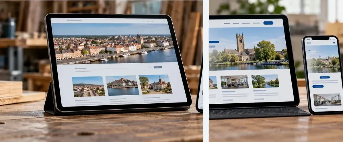 AI-generated illustration of responsive website design for a small business serving Nottingham.