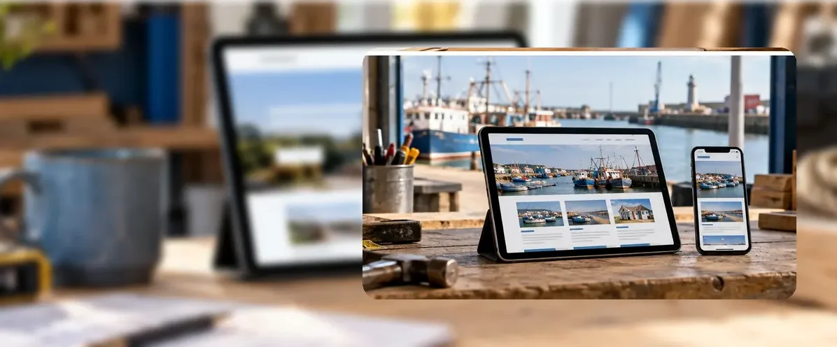AI-generated illustration of responsive website design for a small business serving Peterborough.