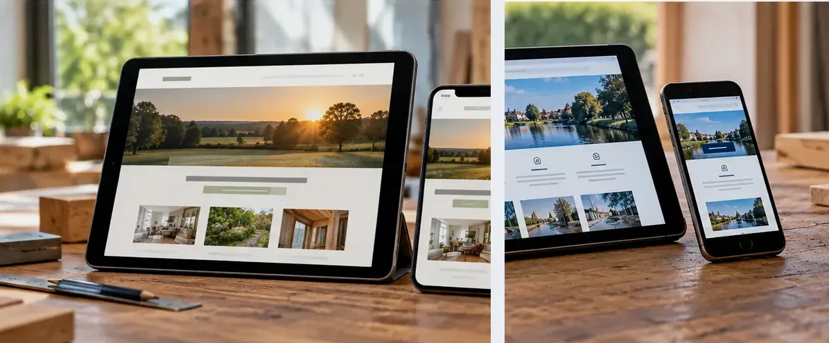 AI-generated illustration of responsive website design for a small business serving Portsmouth.
