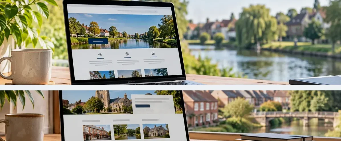 AI-generated illustration of responsive website design for a small business serving Reading.