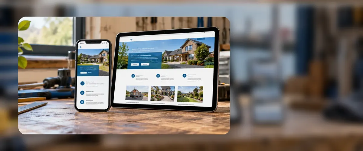AI-generated website design workspace illustrating web design for a Royston small business.