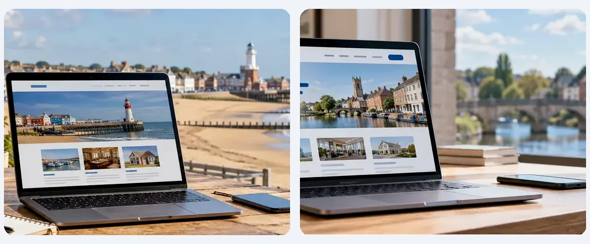 AI-generated illustration of responsive website design for a small business serving Saffron Walden.