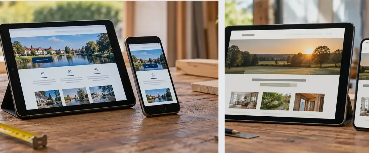 AI-generated illustration of responsive website design for a small business serving Stoke-on-Trent.