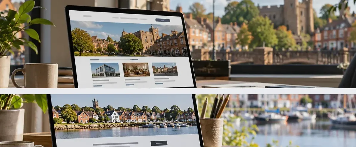 AI-generated illustration of responsive website design for a small business serving Sudbury.