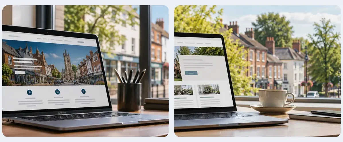 AI-generated illustration of responsive website design for a small business serving Sunderland.