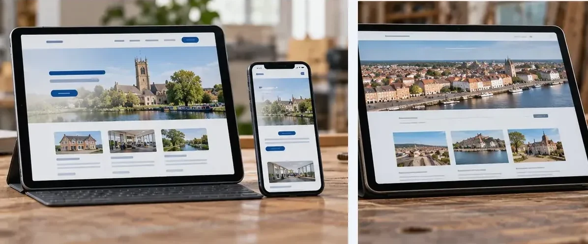 AI-generated illustration of responsive website design for a small business serving Surrey.