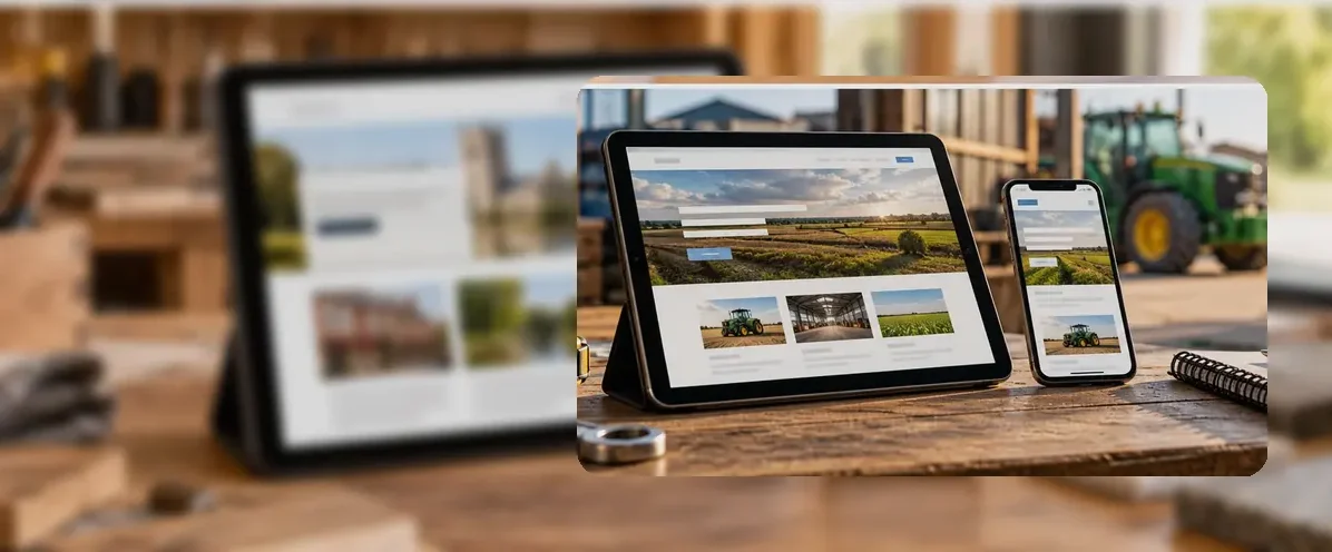 AI-generated illustration of responsive website design for a small business serving Warwick.