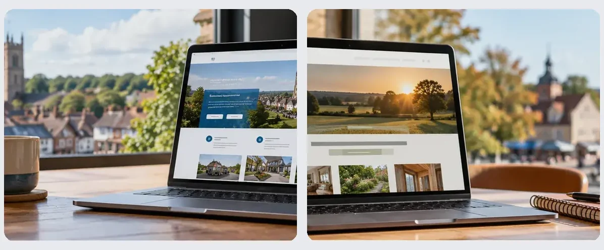 AI-generated illustration of responsive website design for a small business serving Wigan.