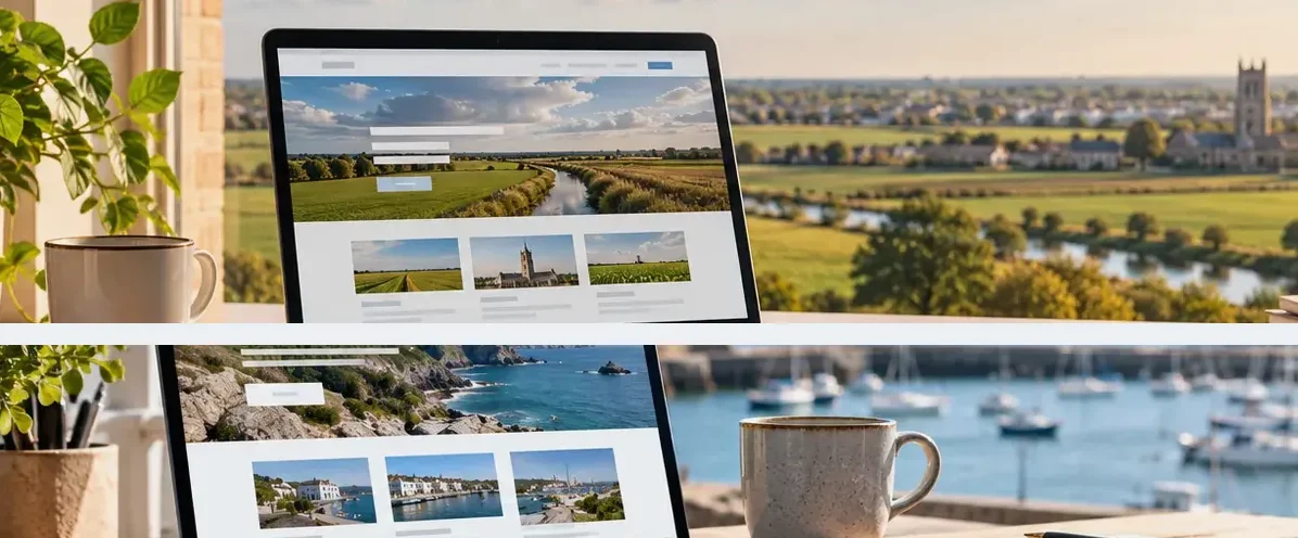 AI-generated illustration of responsive website design for a small business serving Worcester.