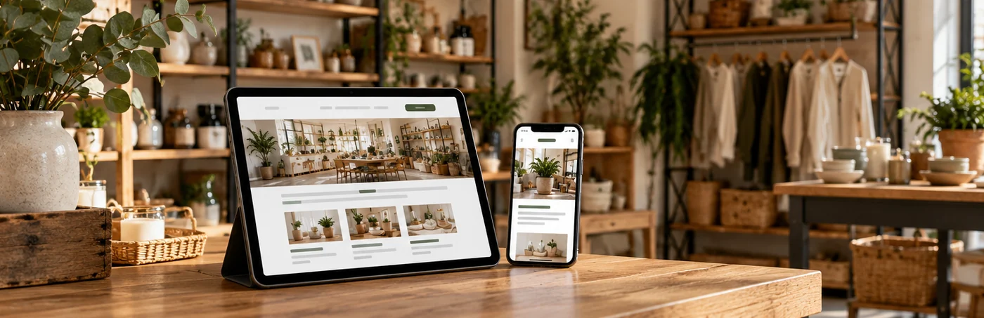 AI-generated responsive website concept illustrating web design for carpentry and joinery businesses.