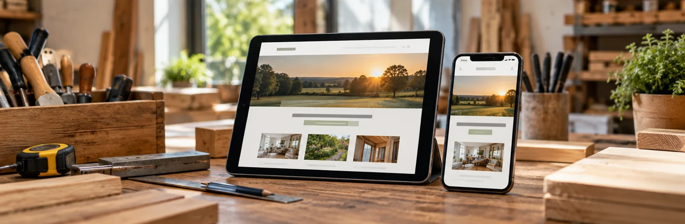 AI-generated responsive website concept illustrating web design for trade and home-service businesses.