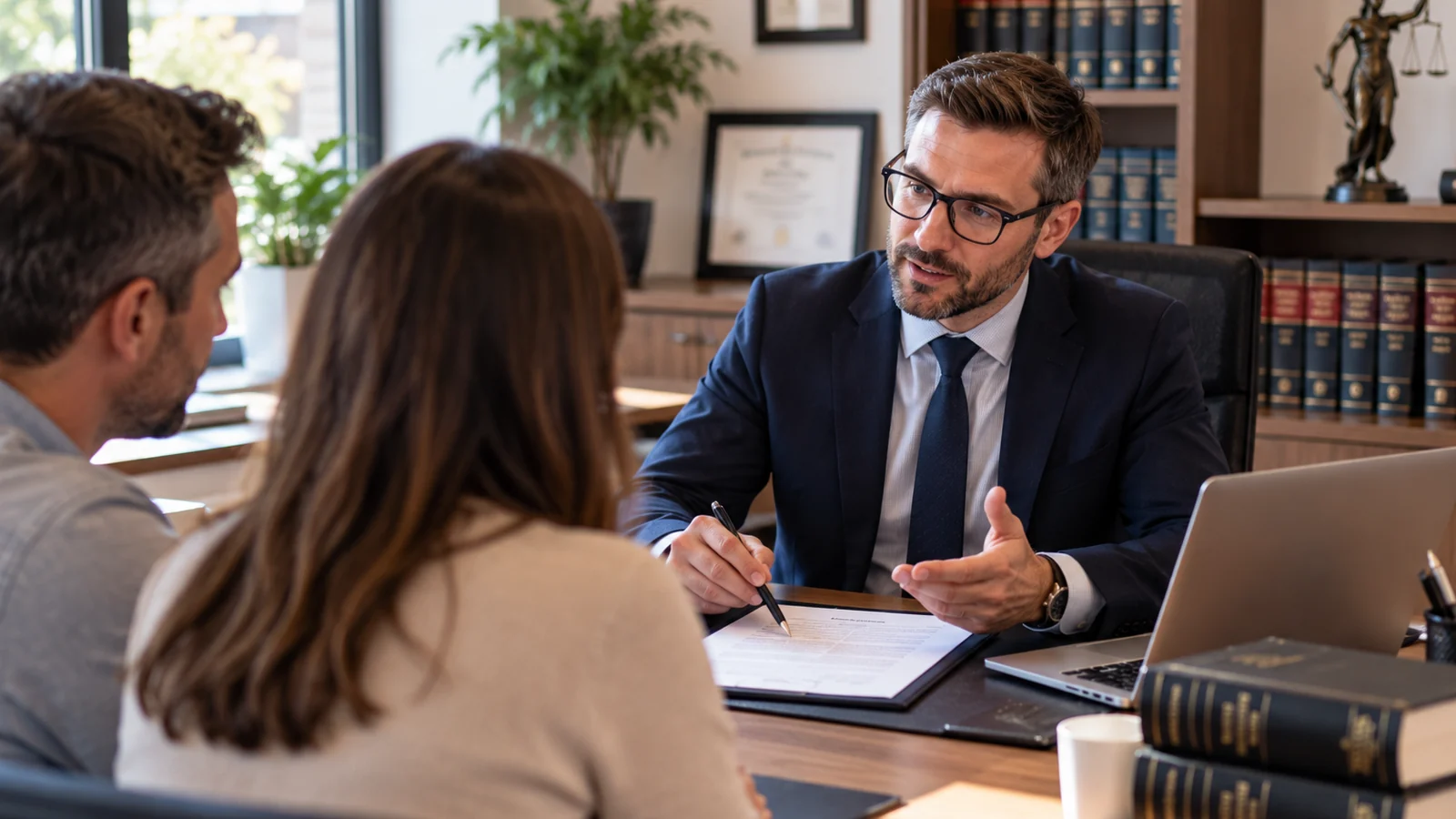 Solicitor web design - solicitor advising clients in a professional law office